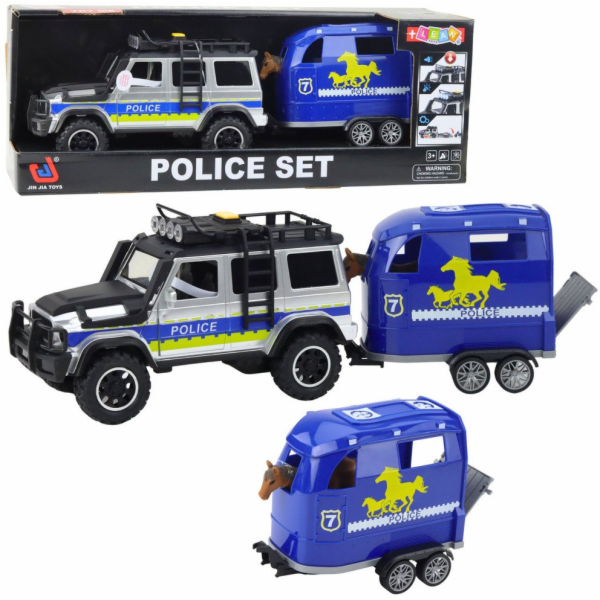 LeanToys Policejní terénní vozidlo s přívěsem pro koně, s...