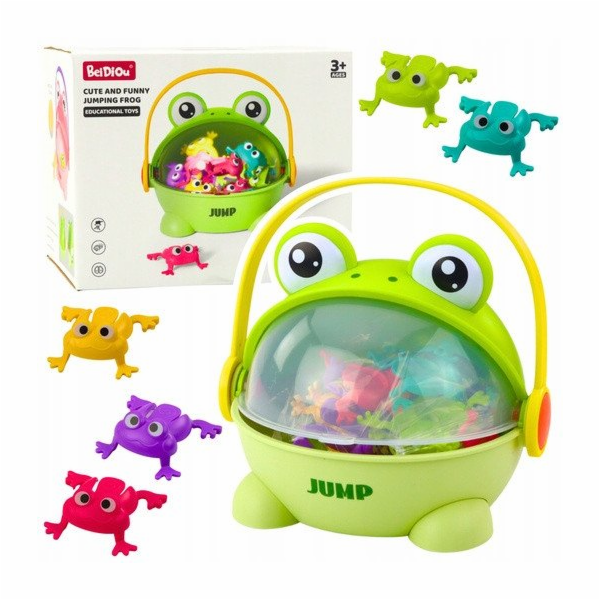 LeanToys Arkádová hra Jumping Frogs, krabice s 15 žabami,...