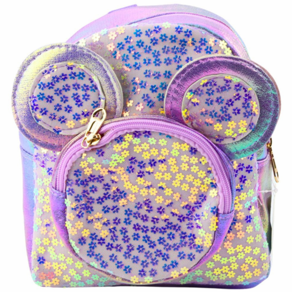 Lean Dětský batoh s flitry a myšíma ušima fialový 22 cm 3 l