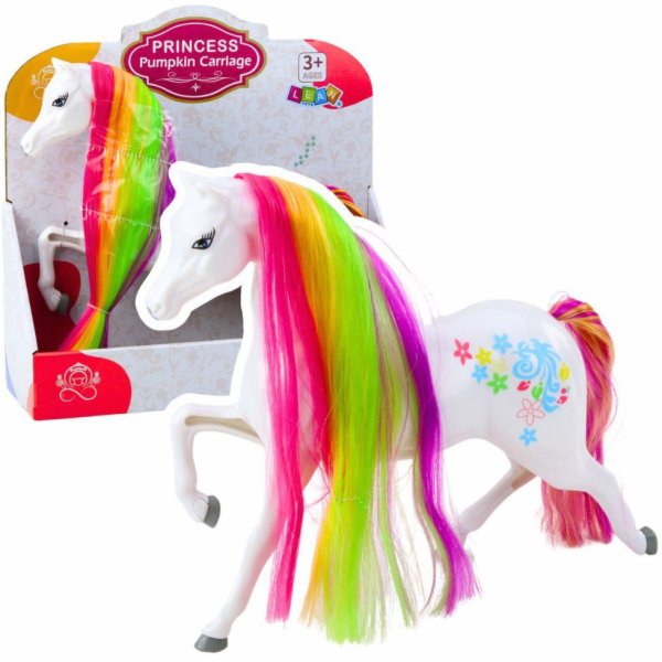 LeanToys Velká pohádková figurka koně s duhovou hřívou, b...