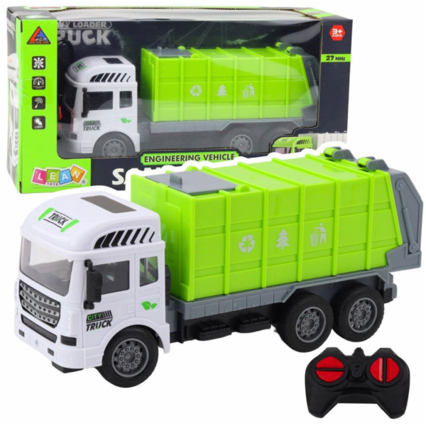 LeanToys RC popelářské auto na dálkové ovládání se zelený...