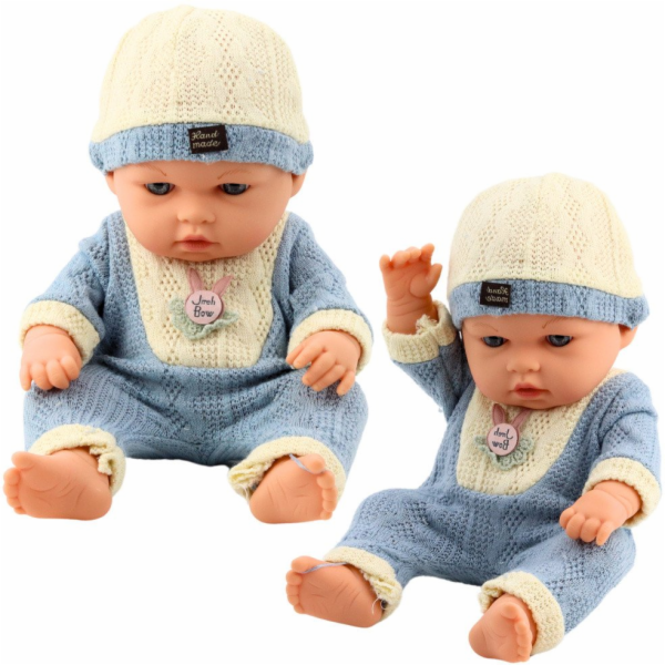 LeanToys Panenka v modrém pleteném oblečení a čepici
