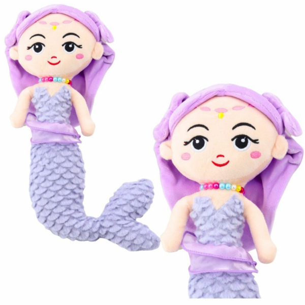 LeanToys Plyšová mořská panna s korálky, fialová, 32 cm, ...