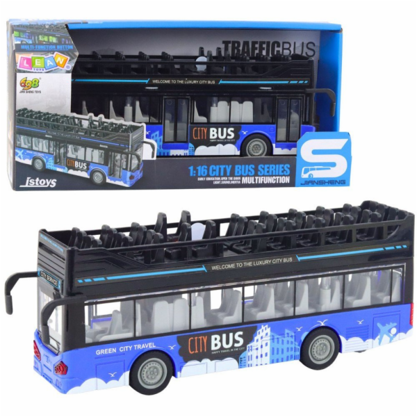 LeanToys Městský autobus dvoupatrový 1:16, jízdní světla,...