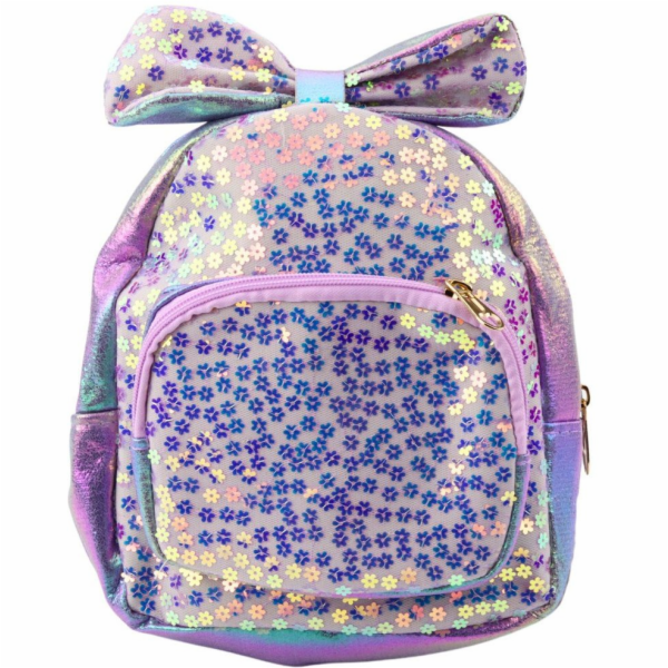 Lean Dětský batoh s flitry, květinami, mašlí, fialový, 22...