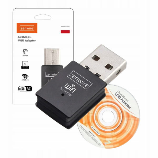 Zenwire Síťová karta Adaptér Externí Anténa WiFi USB 600M...