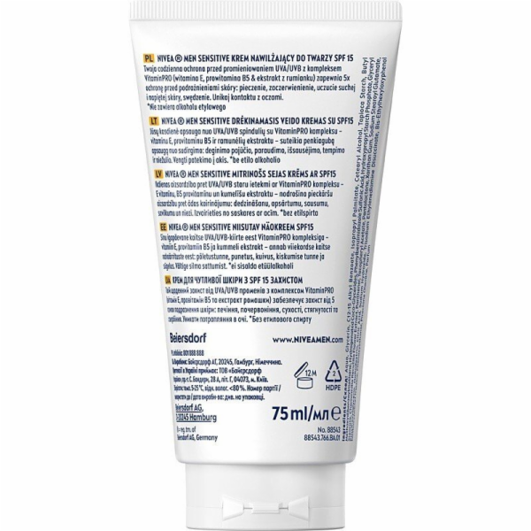 Nivea MEN krém Sensitive na obličej SPF15 75ml