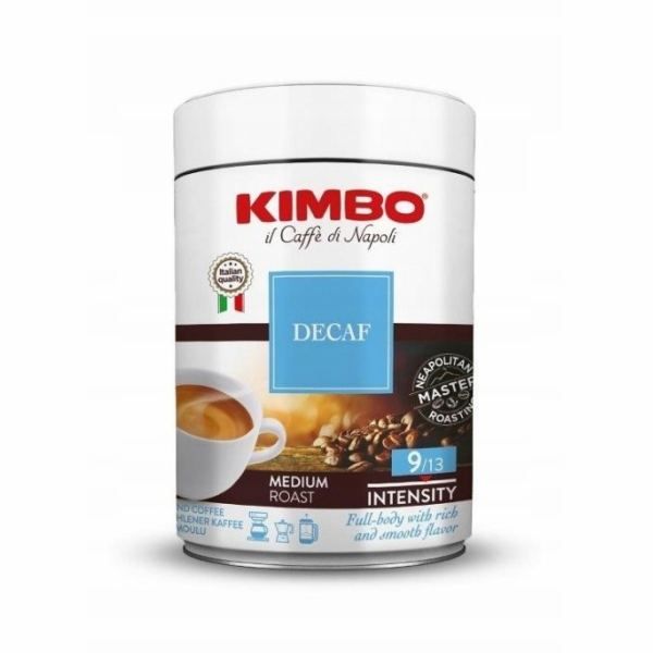 Kimbo bez kofeinu mletá káva - plechovka 250 g