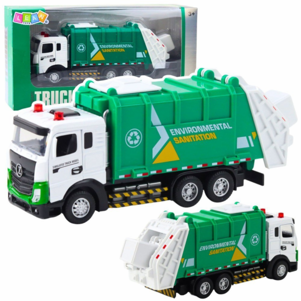 LeanToys Popelářské auto pro děti, kovová kabina, světla,...