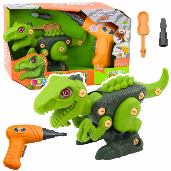 LeanToys Dinosauří šroubovák Zelená vrtačka DIY LEAN hračky