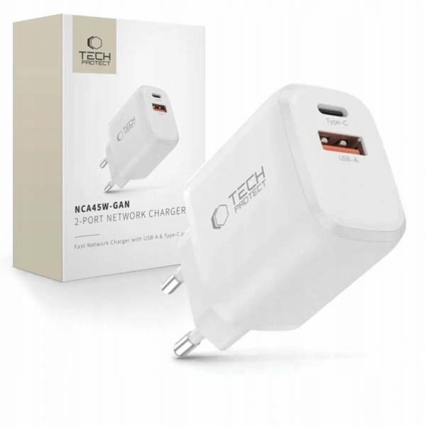 Tech-Protect NCA45W-GAN 2PORTOVÁ SÍŤOVÁ NABÍJEČKA PD 45W ...