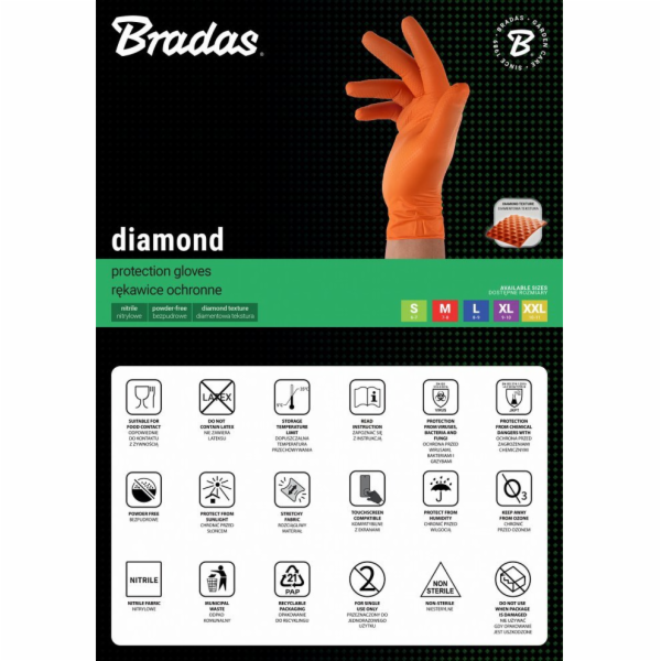 Bradas NITRILOVÉ RUKAVICE DIAMANTOVO ORANŽOVÉ XXL 10-11 /...