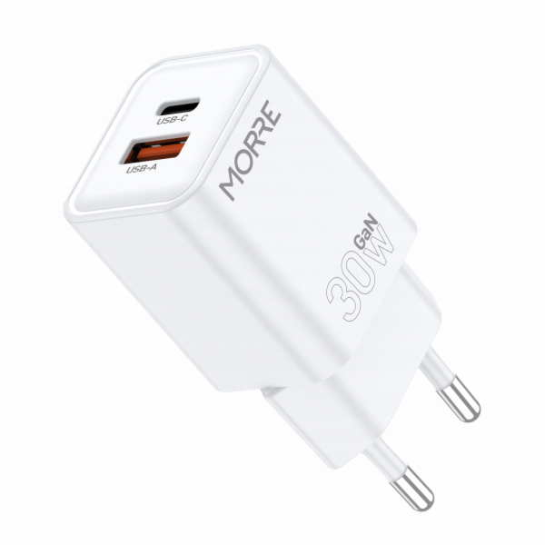 Tiross Nabíječka MORRE USB/USB-C 30W bílá