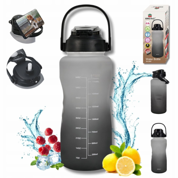 KingHoff Láhev na vodu s brčkem 2l KINGHOFF KH-2009