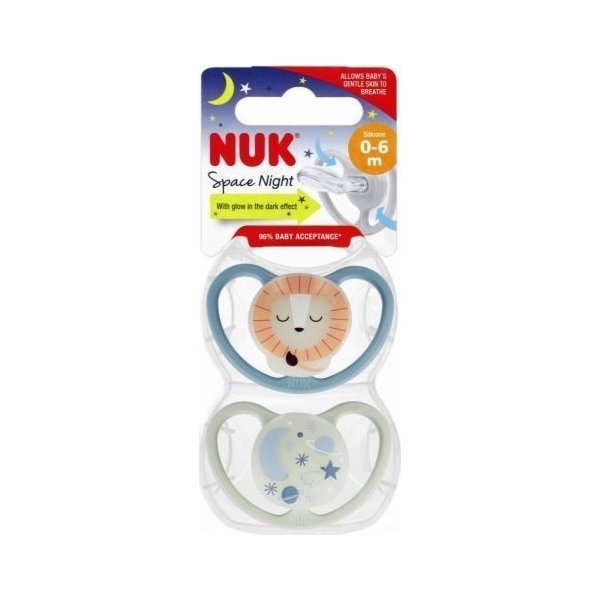 NUK 440215 SILIKONOVÝ dudlík SPACE NIGHT 0-6 2 ks 530188,...