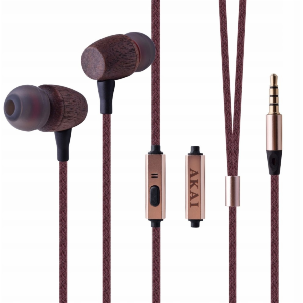 Akai Sluchátka AKAI BTE-W200F BAMBUSOVÁ SLUCHÁTKA DO UŠÍ