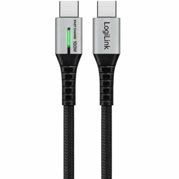 LogiLink Kabel USB-C - USB-C 3 m, černo-stříbrný (CU0425)