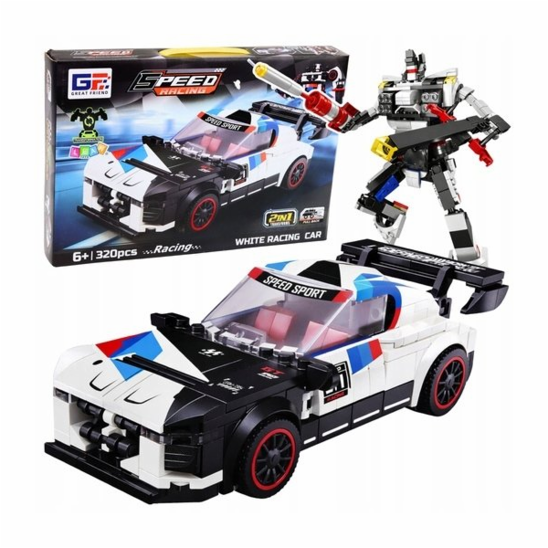 LeanToys Stavební kostky Sportovní auto Robot 2v1 Bílé 32...