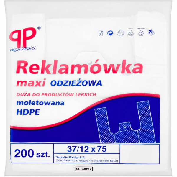 Staples Plastová taška SARANTIS, HDPE, HD maxi oblečení, ...