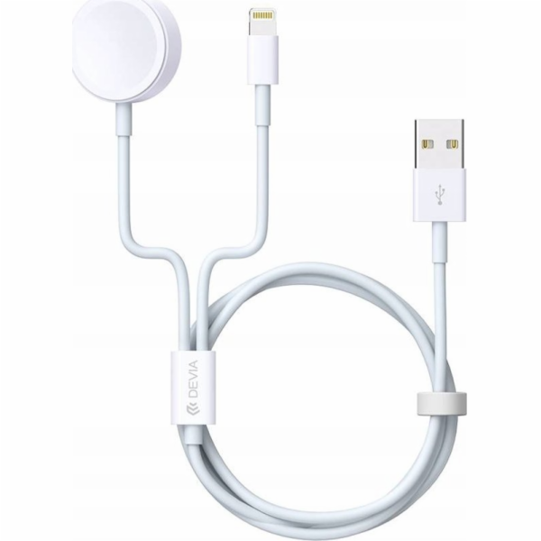 Devia Kabel USB pro iPhone a Apple Watch bílý 2v1 1,2m