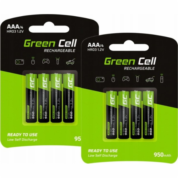 Green Cell 8x dobíjecí baterie AAA R3 950mAh Ni-MH dobíje...