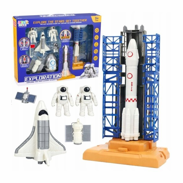 LeanToys Vesmírná sada Kosmonauti Startovací věž Raketoplán