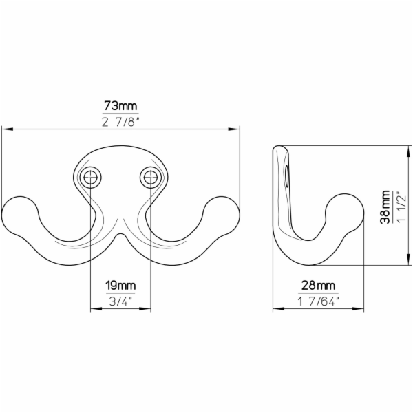 Siro Hook 582 Metal Uni Black Matt Rozteč otvorů 19 mm