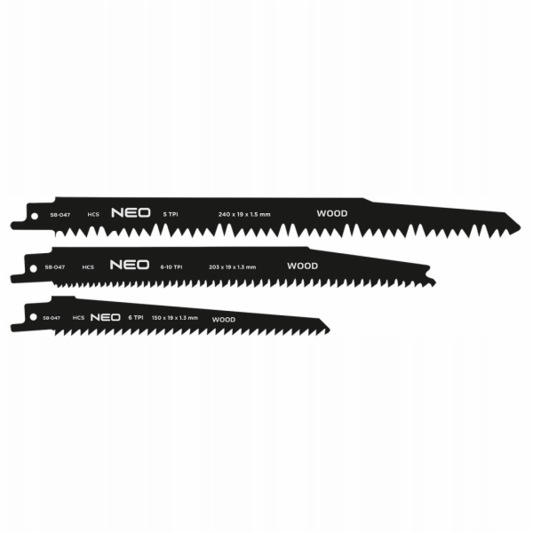 Neo Tools Sada 3 plátků pro ocasní pilu HCS