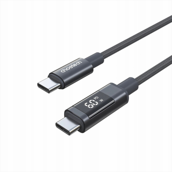 Choetech PD60W USB-C na USB-C digitální displej 1,2m nylo...