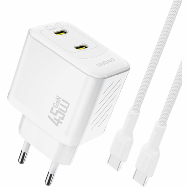 Dudao 2x USB-C nabíječka do zásuvky s kabelem USB-C GaN P...