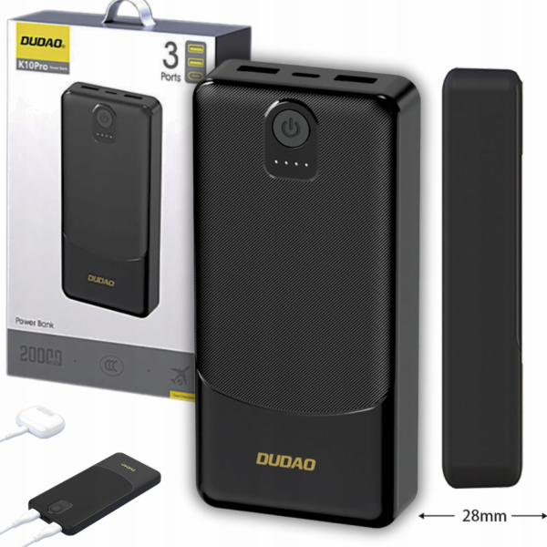 Dudao Powerbanka Dudao K10Pro 2,4A 20000mAh 2 x USB-A - Č...