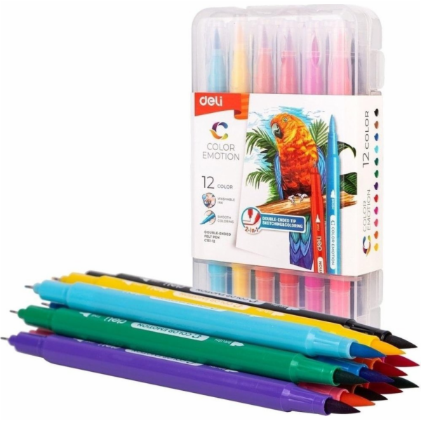 Deli Oboustranné fixy Color Emotio 12 barev