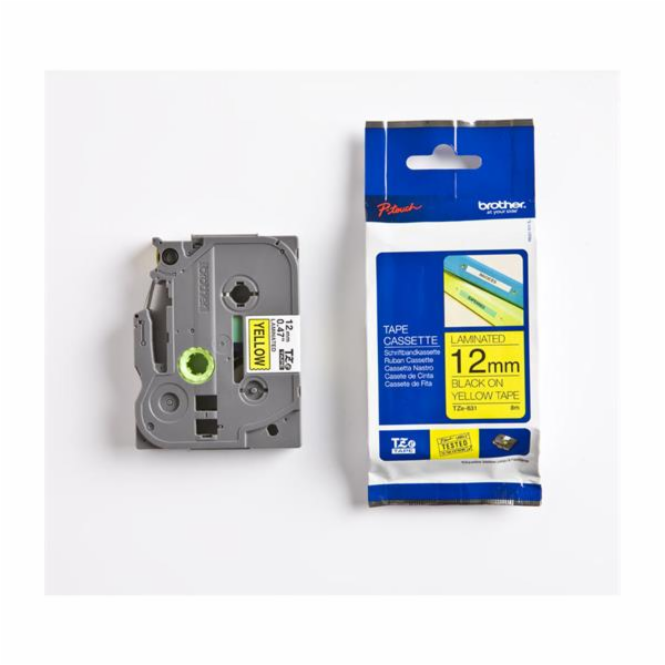Brother paska do stitkovace TZE-631 zluta/cerna 12 mm