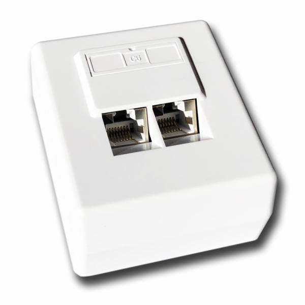 DATACOM Datová zásuvka STP CAT6 2xRJ45 na omítku 45st. bílá