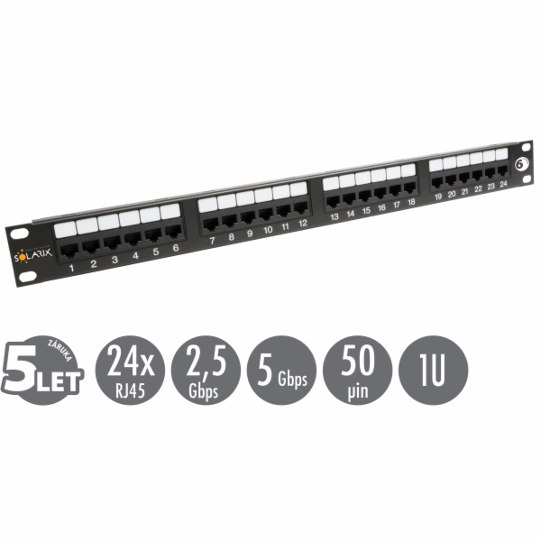 Solarix SX24-6-UTP-BK 19" Patch panel Solarix 24 x RJ45 C...