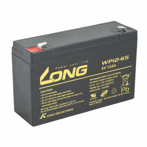 Long Baterie WP12-6S (6V/12Ah - Faston 187)
