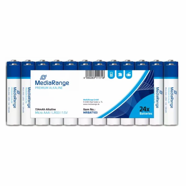 MediaRange Premium baterie micro AAA 1,5V Alkalické 24ks