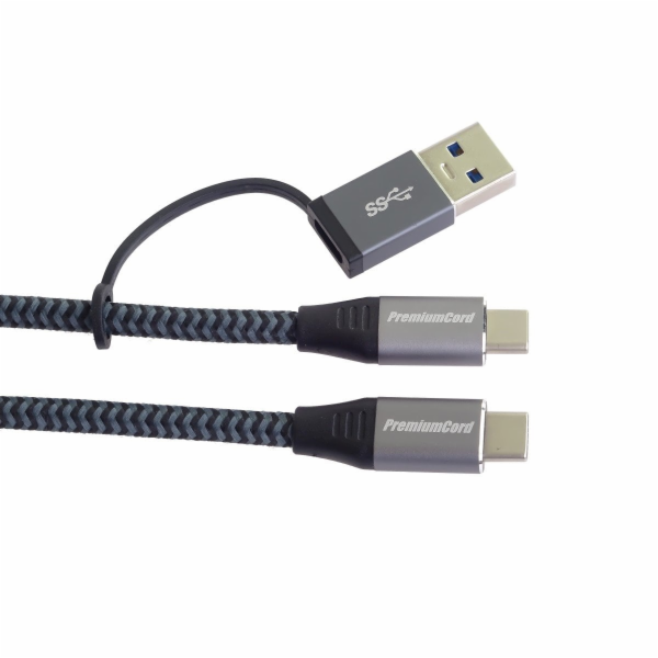 USB-C kabel ( USB 3.2 GEN 2, 5A, 100W, 20Gbit/s ) bavlněn...