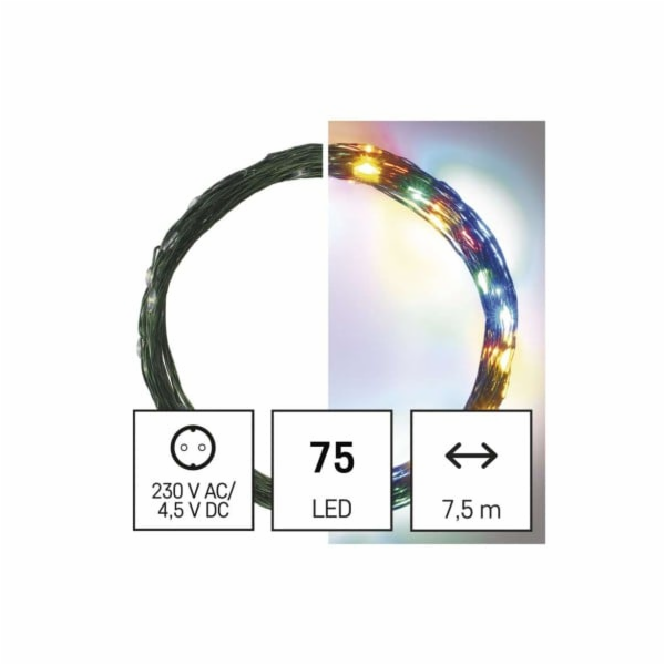LED vánoční nano řetěz zelený, 7,5 m, venkovní i vnitřní,...