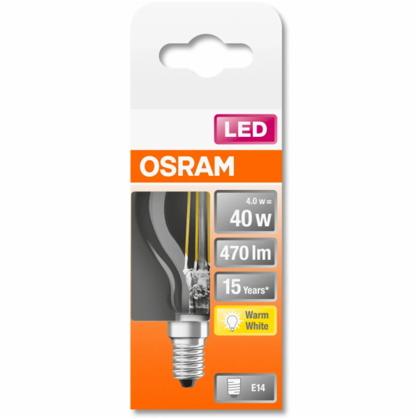 LED žárovka Osram Filamentine, P45, 4W, E14, 2700K, 470lm