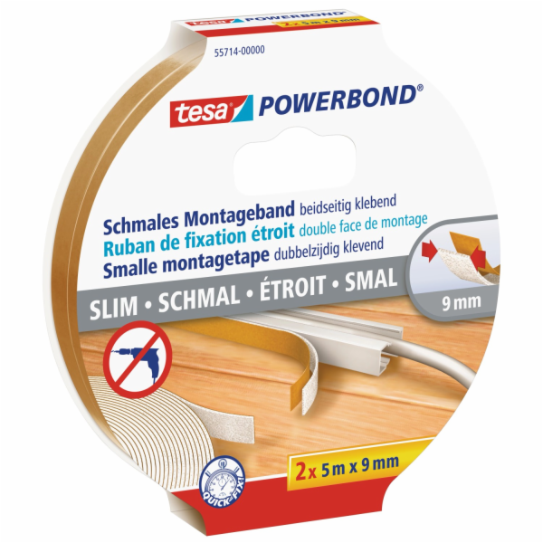 Tesa Montážní páska Powerbond, úzká, 2 kusy, 5 m x 9 mm