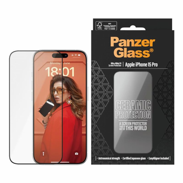 PanzerGlass  Keramická ochrana iPhone 15 Pro 6.1 Ultra-Wi...