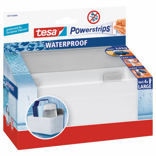 Tesa Waterproof Regal White se 4 velkými proužky Powerstrips