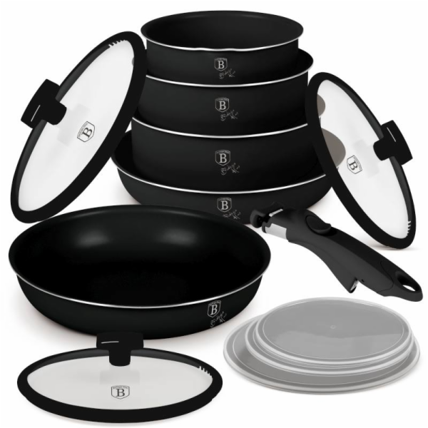 Sada nádobí s titanovým povrchem 12 ks Matte Black Collec...