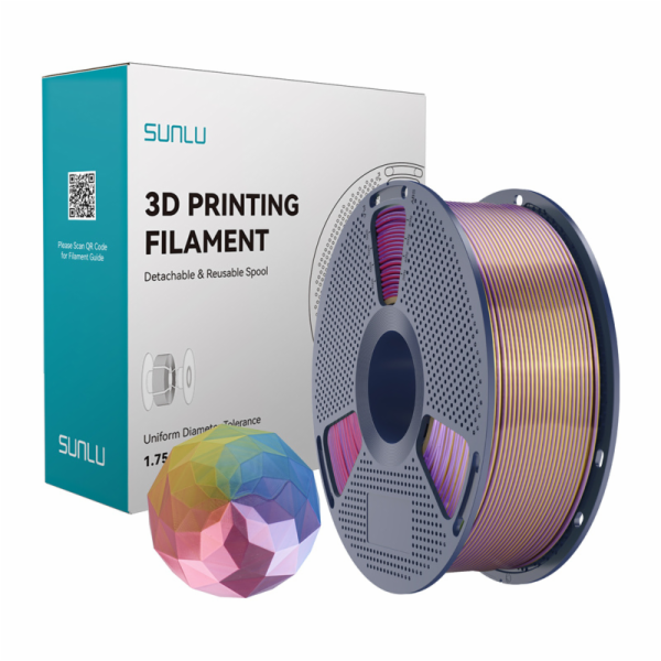Filament Sunlu PLA+ Silk ve čtyřech barvách (modrá–fialov...