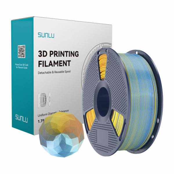 Filament Sunlu PLA+ Silk ve čtyřech barvách (modrá–fialov...