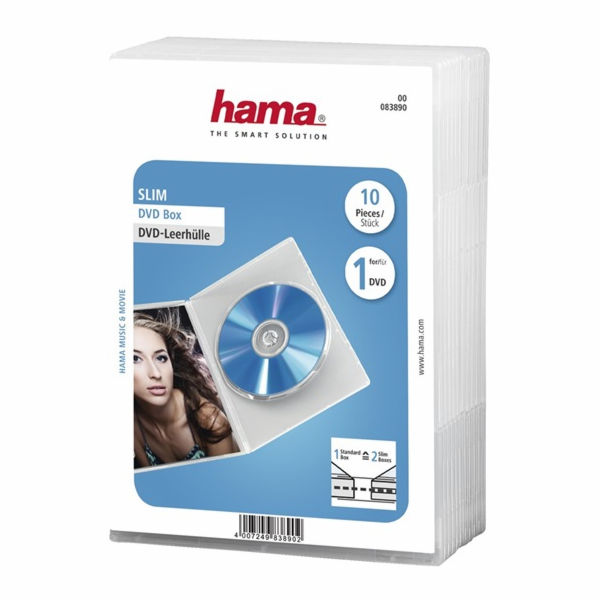 1x10 Hama DVD-Leerhülle Slim Transparent 50% Platzersp. 8...
