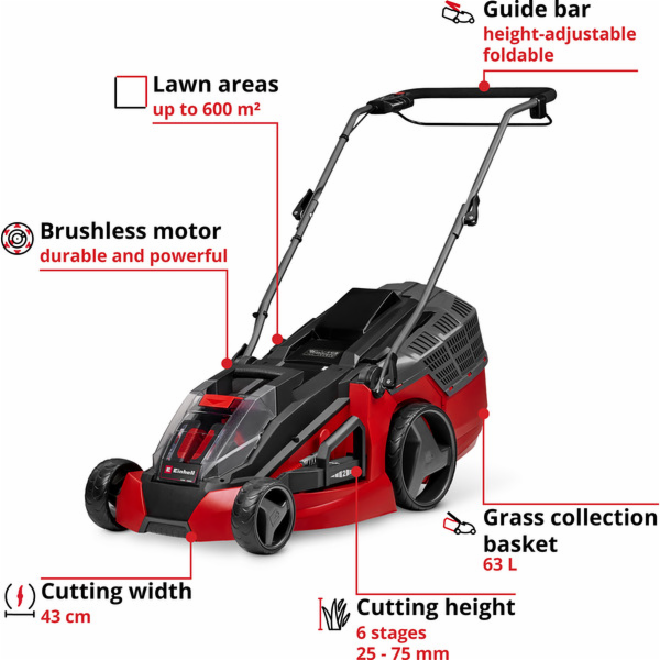 Einhell akumulátorová sekačka na trávu GE-CM 43 Li M Kit,...