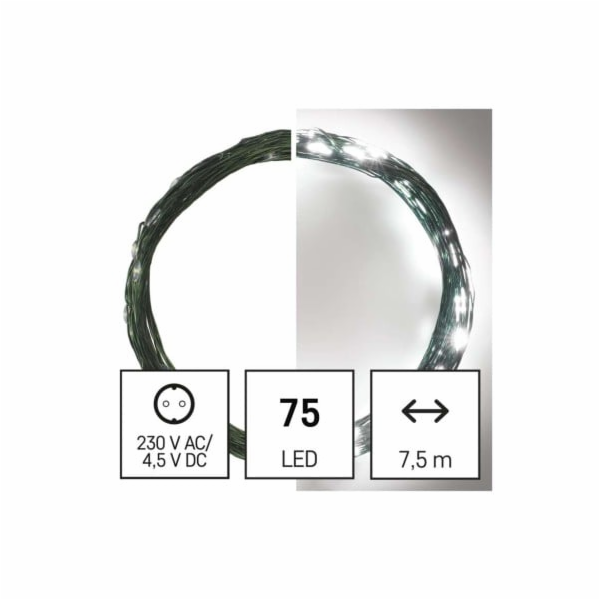 Emos Xmas Nano Timer LED pro bílý studený kabel 75 ks. (Z...