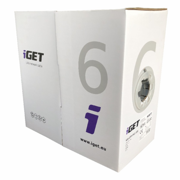 Instalační kabel iGET CAT6 UTP PVC Eca 305m/box, kabel dr...